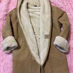 Gallery tan leather coat /xs